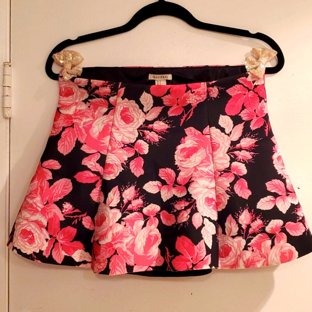 Forever 21 Pink Rose Mini Skirt